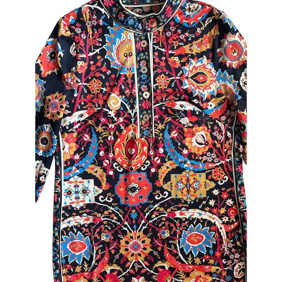 Gretchen Scott Mandarin Jersey Midi Dress Carpet Black Multi Size Medium - Picture 7 of 11